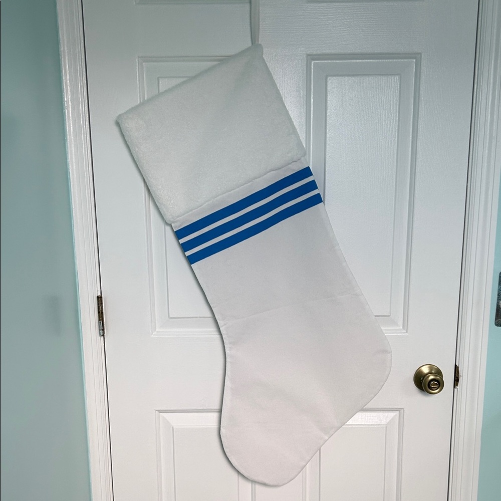 ADIDAS CHRISTMAS STOCKING White with Blue Stripes - Picture 3 of 3